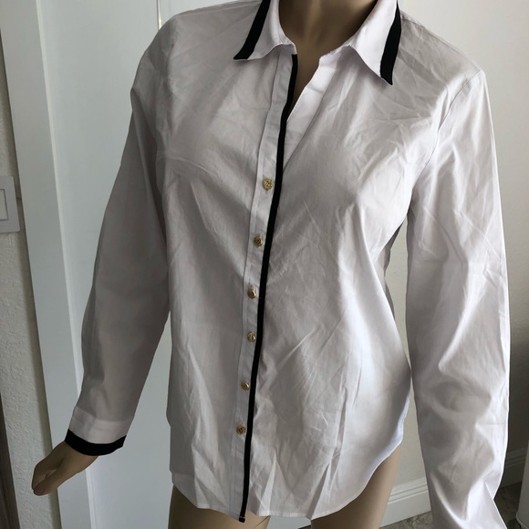 Anne Klein Tops - New Anne Klein White Cotton Stretch Button Shirt